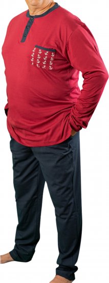 20 Nodi Maestrale Pajamas with Long Pants in Combed Cotton Jersey Red - Piżamy/Odzież domowa - Piżamy/Odzież domowa 2XL-10XL