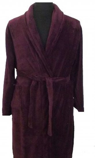 Espionage PJ068 Plain Fleece Gown Burgundy - Szlafroki/ręczniki - Szlafroki 2XL-10XL