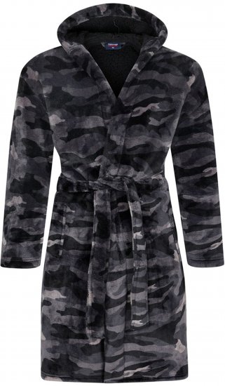 Espionage PJ159 Camo Fleece Gown Black/Grey - Szlafroki/ręczniki - Szlafroki 2XL-10XL