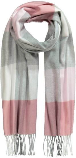 Ulla Popken Woven Check Print Scarf Dark Pink - Akcesoria - 