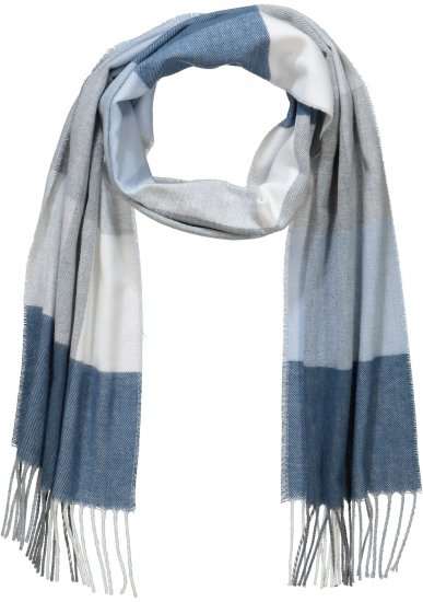 Ulla Popken Woven Check Print Scarf Soft Light Blue - Akcesoria - 