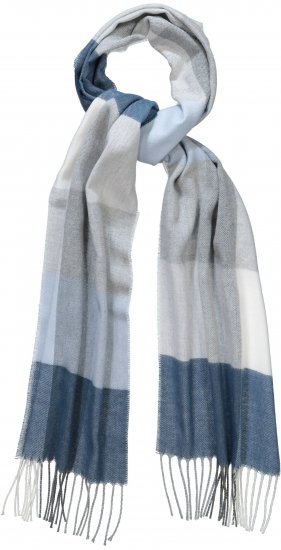 Ulla Popken Woven Check Print Scarf Soft Light Blue - Akcesoria - 