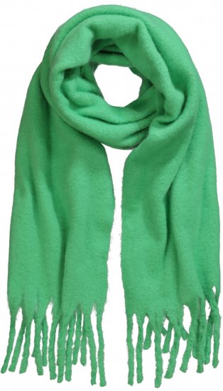 Ulla Popken Trendy Boucle Yarn Fringe Knit Scarf Green - Akcesoria - 