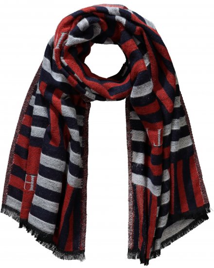 Ulla Popken Be Happy Statement Print Scarf Navy - Akcesoria - 