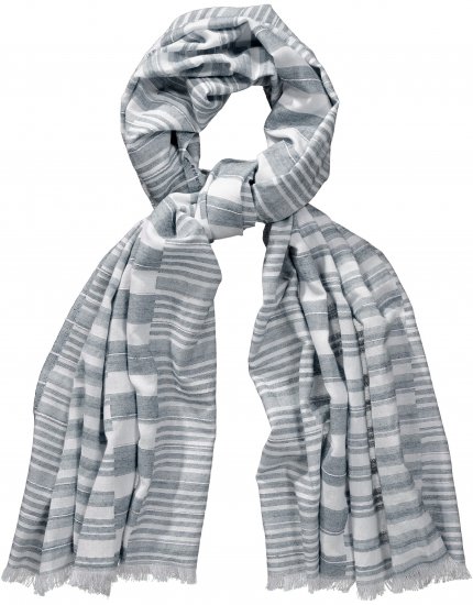 Ulla Popken Striped Statement Scarf Grey - Akcesoria - 