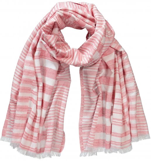 Ulla Popken Striped Statement Scarf Neon Red - Akcesoria - 