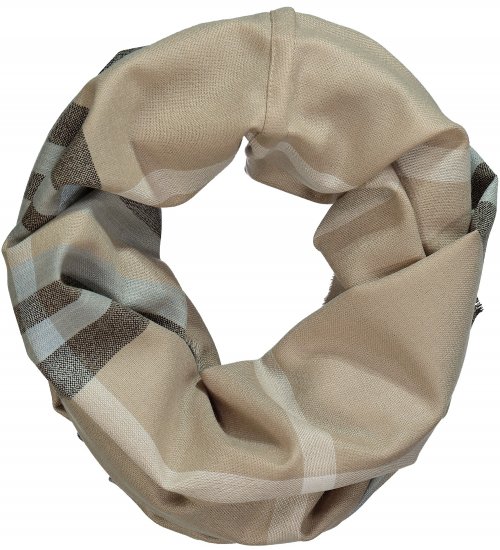 Ulla Popken Plaid Infinity Scarf Brown - Akcesoria - 