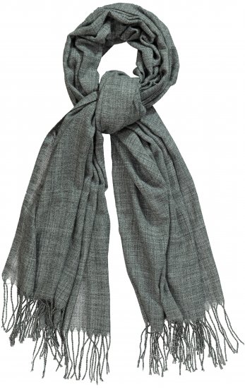 Ulla Popken Fringed Scarf Graphite Grey - Akcesoria - 