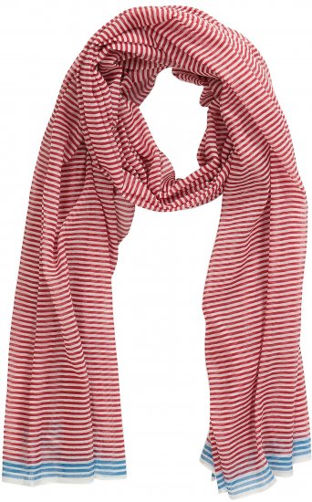 Ulla Popken Thin Stripe Color Contrast Scarf Salsa - Akcesoria - 