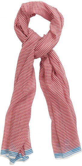 Ulla Popken Thin Stripe Color Contrast Scarf Salsa - Akcesoria - 