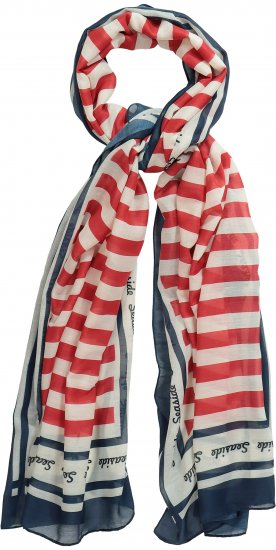 Ulla Popken Mix Stripe Scarf Forest Green - Akcesoria - 