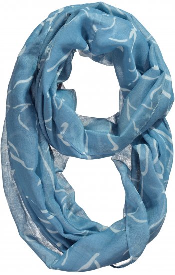 Ulla Popken Patterned Infinity Scarf Blue - Akcesoria - 