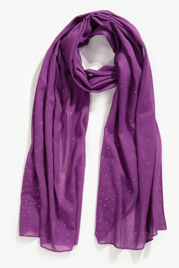 Ulla Popken Rhinestone Scarf Purple - Akcesoria - 