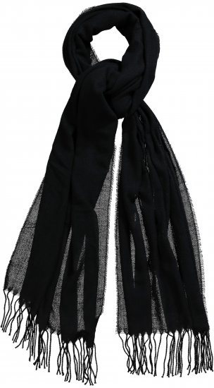 Ulla Popken Fringed Scarf Black - Akcesoria - 