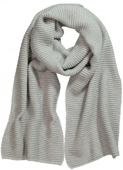 Ulla Popken Garter Stitch Knit Scarf Light Grey Melange - Akcesoria - 