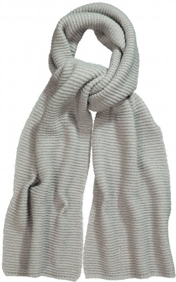 Ulla Popken Garter Stitch Knit Scarf Light Grey Melange - Akcesoria - 
