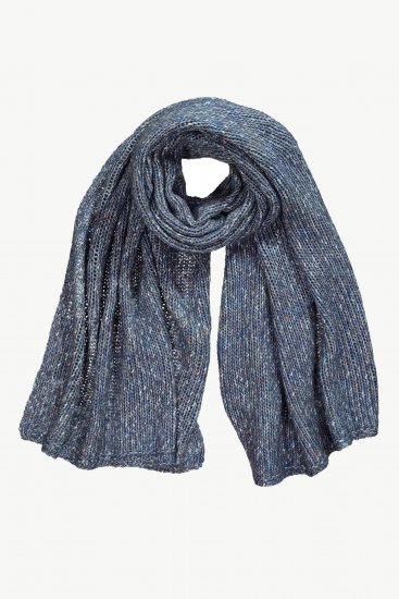 Ulla Popken Heather Knit Wool Blend Scarf Navy - Akcesoria - 