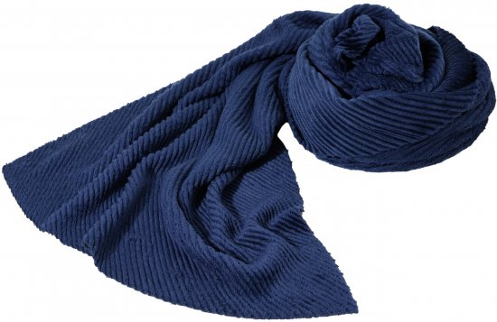 Ulla Popken Ribbed Chenille Scarf Navy - Akcesoria - 