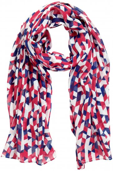 Ulla Popken Geometric Print Scarf Dark Red - Akcesoria - 