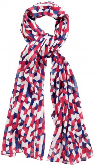 Ulla Popken Geometric Print Scarf Dark Red - Akcesoria - 