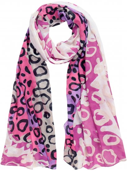 Ulla Popken Rainbow Leopard Print Scarf Pink - Akcesoria - 