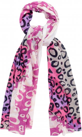 Ulla Popken Rainbow Leopard Print Scarf Pink - Akcesoria - 