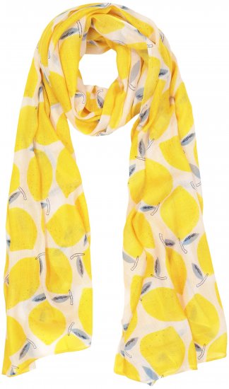 Ulla Popken Lemon Print Scarf Sun Yellow - Akcesoria - 