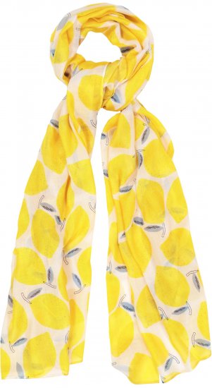Ulla Popken Lemon Print Scarf Sun Yellow - Akcesoria - 