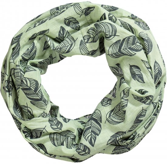 Ulla Popken Leaf Print Infinity Scarf Pistachio - Akcesoria - 