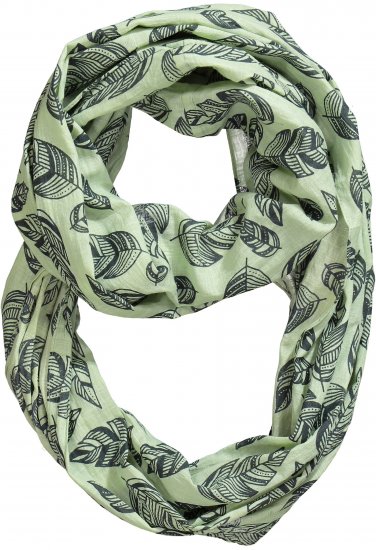 Ulla Popken Leaf Print Infinity Scarf Pistachio - Akcesoria - 