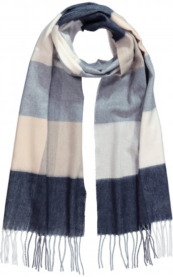 Ulla Popken Checked Fringed Hem Scarf Dark Putty - Akcesoria - 