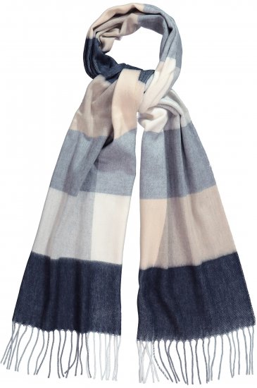 Ulla Popken Checked Fringed Hem Scarf Dark Putty - Akcesoria - 