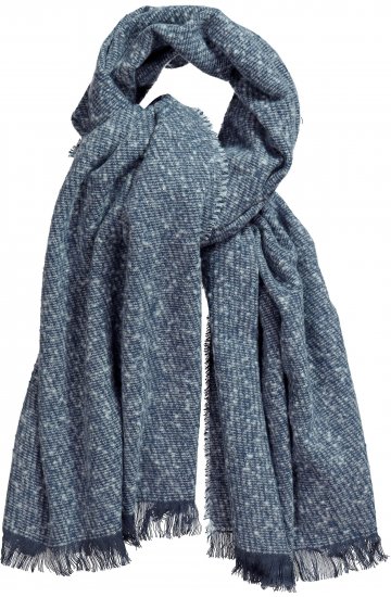 Ulla Popken Fringed Hem Knit Scarf Deep Aqua - Akcesoria - 