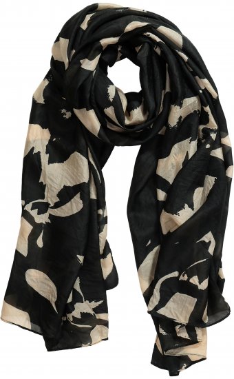 Ulla Popken Printed Silk Scarf Black - Akcesoria - 