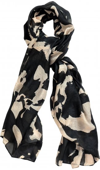 Ulla Popken Printed Silk Scarf Black - Akcesoria - 