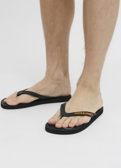 Jack & Jones Logo Palm Print Flip Flop Slippers Anthracite - Buty męskie 40-52 - 
