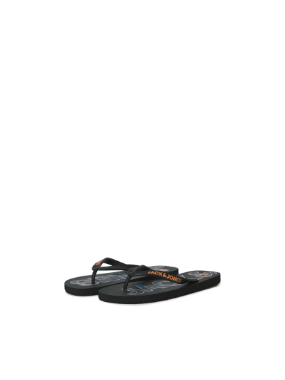 Jack & Jones Logo Palm Print Flip Flop Slippers Anthracite - Buty męskie 40-52 - 
