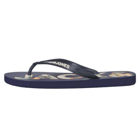 Jack & Jones Logo Palm Print Flip Flop Slippers Medieval Blue - Buty męskie 40-52 - 