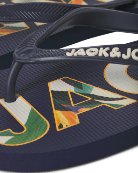 Jack & Jones Logo Palm Print Flip Flop Slippers Medieval Blue - Buty męskie 40-52 - 