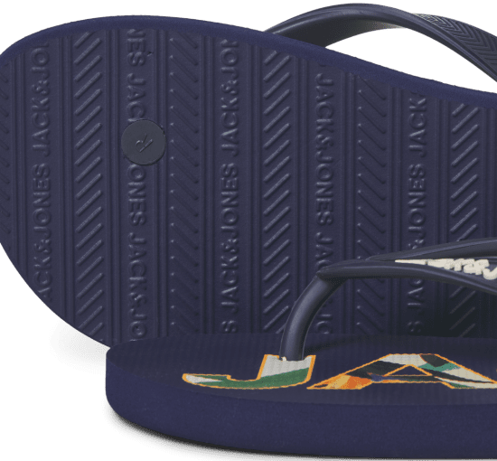 Jack & Jones Logo Palm Print Flip Flop Slippers Medieval Blue - Buty męskie 40-52 - 