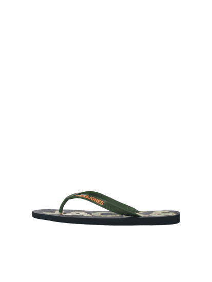 Jack & Jones Logo Palm Print Flip Flop Slippers Navy Blazer/Verdant Green - Buty męskie 40-52 - 