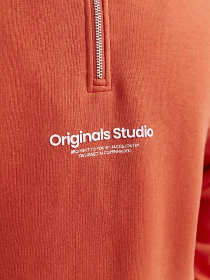 Jack & Jones Esterbro High Neck Quarter Zip Sweatshirt Red - Bluzy & bluzy z kapturem - Bluzy & Bluzy z kapturem 2XL-12XL