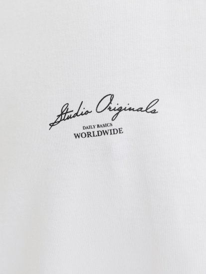 Jack & Jones Lington Back And Front Print Crew Neck T-Shirt Bright White - Koszulki - T-shirty meskie Duże Rozmiary - 2XL-14XL