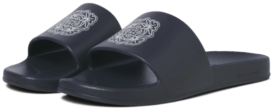 Jack & Jones Flower Sliders Black - Buty męskie 40-52 - 