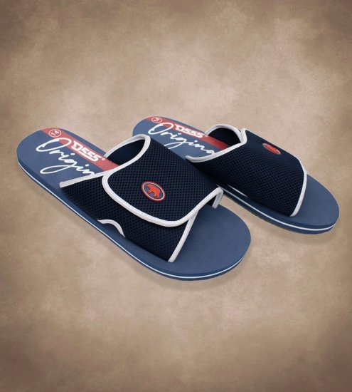 D555 DRAKE Slippers With Velcro Fastening Navy - Buty męskie 40-52 - 