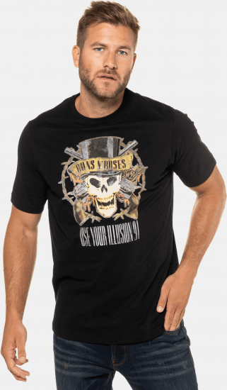 JP1880 Guns N’ Roses Skull Comfort Fit Band T-Shirt Black - Koszulki - T-shirty meskie Duże Rozmiary - 2XL-14XL
