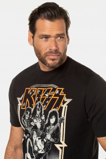 JP1880 KISS Retro Graphic Comfort Fit Band T-Shirt Black - Koszulki - T-shirty meskie Duże Rozmiary - 2XL-14XL