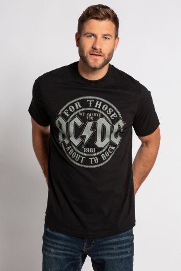 JP1880 AC/DC Graphic Comfort Fit Band T-Shirt Black - Koszulki - T-shirty meskie Duże Rozmiary - 2XL-14XL