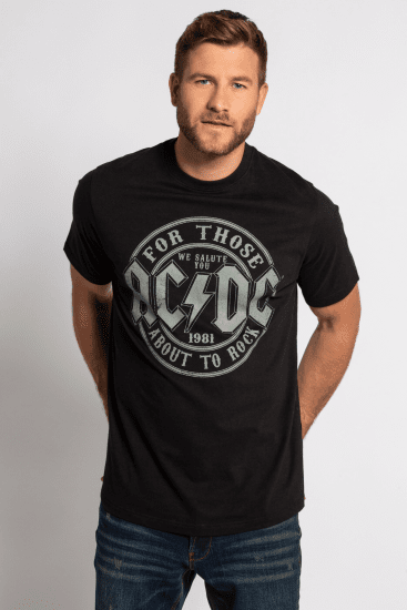 JP1880 AC/DC Graphic Comfort Fit Band T-Shirt Black - Koszulki - T-shirty meskie Duże Rozmiary - 2XL-14XL