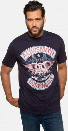 JP1880 Aerosmith Graphic Comfort Fit Band T-Shirt Black - Koszulki - T-shirty meskie Duże Rozmiary - 2XL-14XL